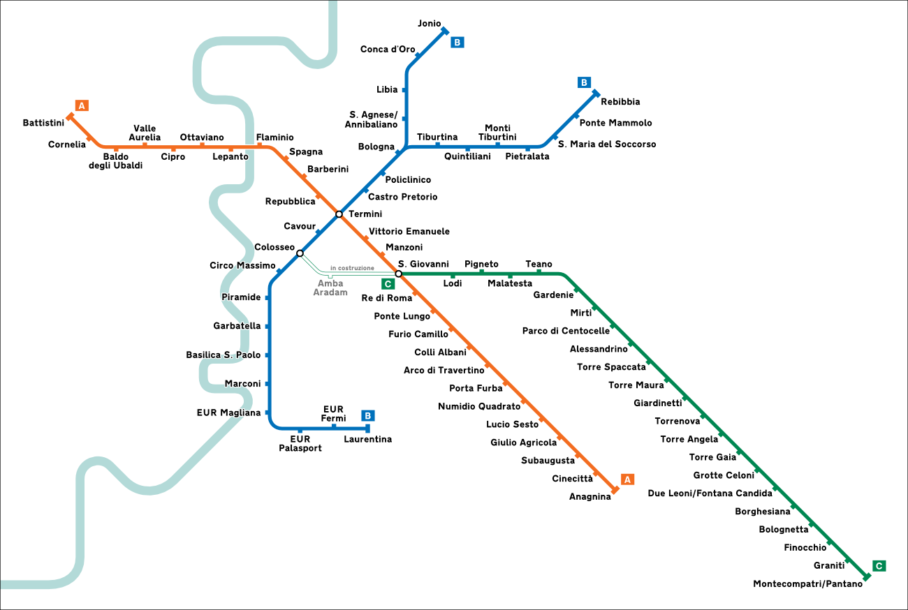 Plattegrond van de metro in Rome